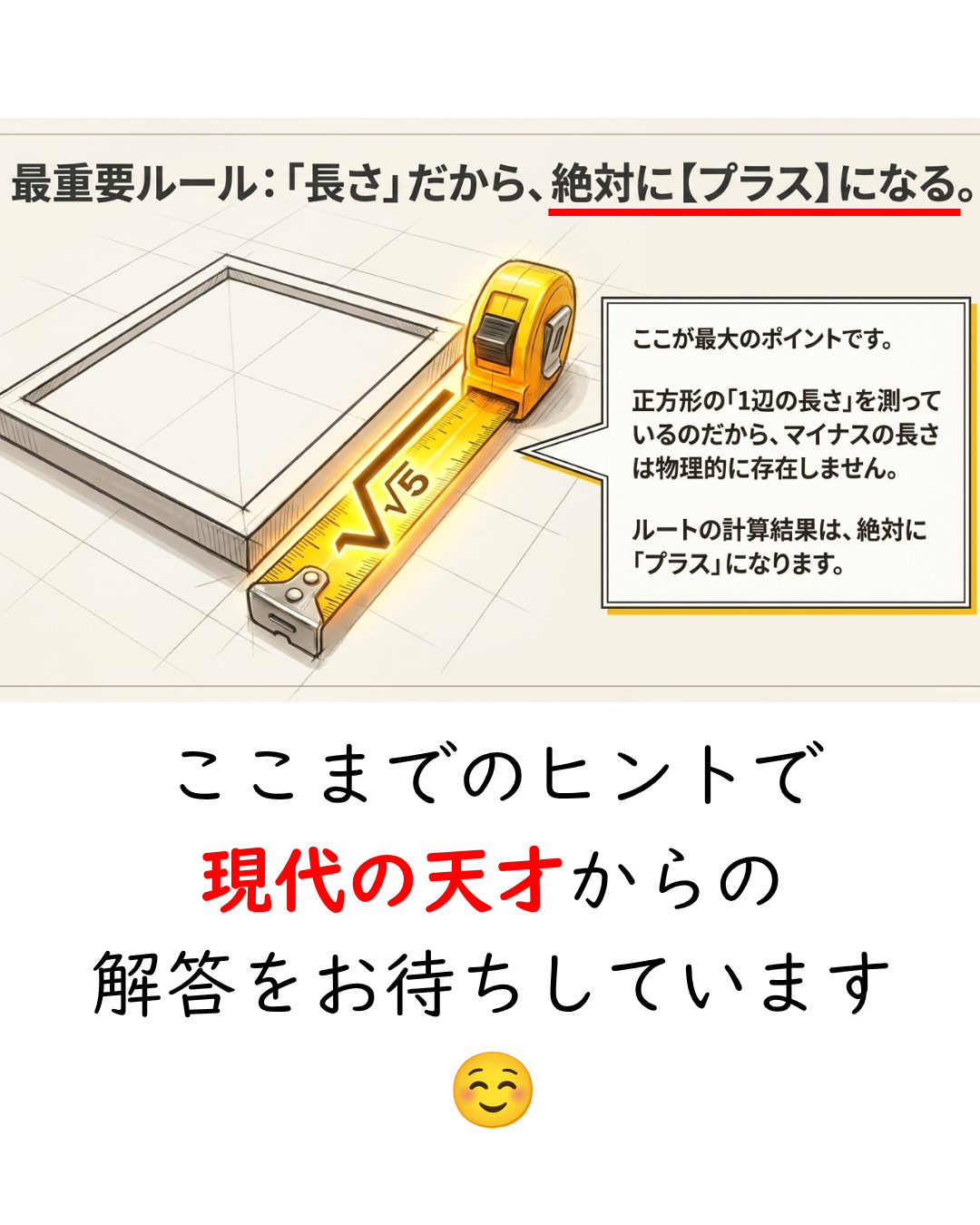 ルートは計算式ではなく正方形の1辺の長さを表す